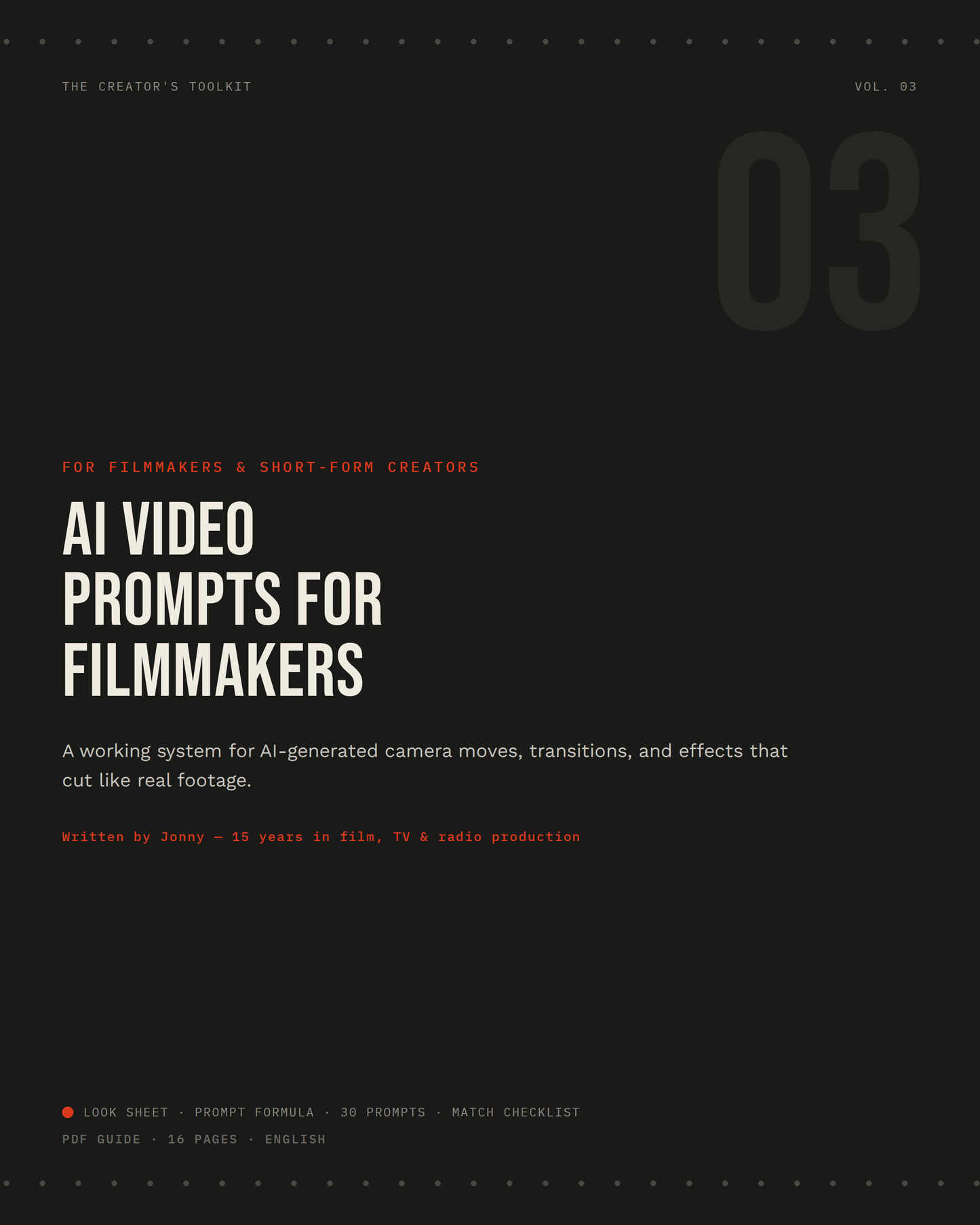 Vol. 3 — AI Video Prompts for Filmmakers